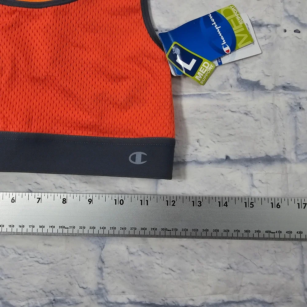 Champion Sports Bra Girls L Orange Seamless Mesh Medium Support B0126